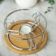 Metal Teapot Warmer with Wooden Base